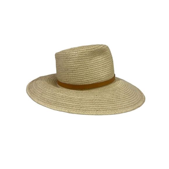 Womens Sunbody Palm Leaf Hat Leather strap size 7 Sun Straw Hat Boho Handmade - Picture 7 of 9